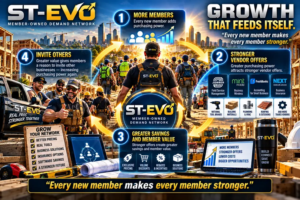 ST-EVO Growth That Feeds Itself: more members create greater buying power, stronger offers, greater savings and member value, and more referrals