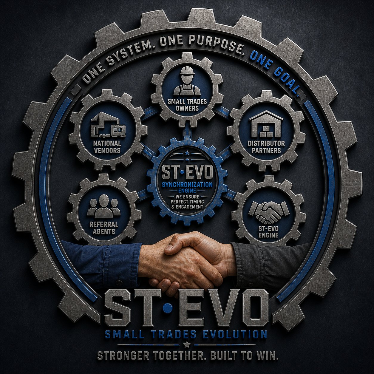 ST-EVO Ecosystem — Small Trades Owners, National Vendors, Distributor Partners, Referral Agents, and the ST-EVO Synchronization Engine